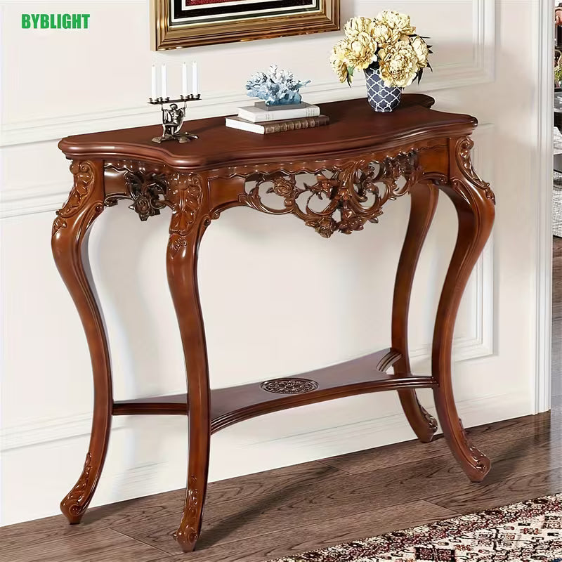 BYBLIGHT 38" Victorian Half Moon Console Table, Sofa