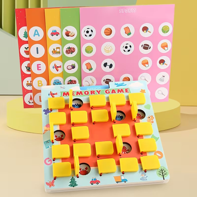 Wooden Memory Matching Flip Game with Multi-pattern Cards