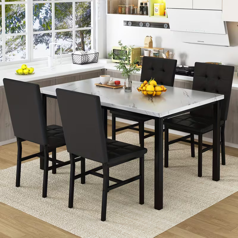 LAMERGE 5pcs Of Dining Table Set, Dining Room Table Set Can Be Used By 4 People, Kitchen Table Set