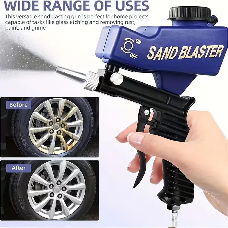 Portable Sandblaster Gun with Ergonomic Handle - 600Cc Capacity, Ideal for Paint And Rust Removal