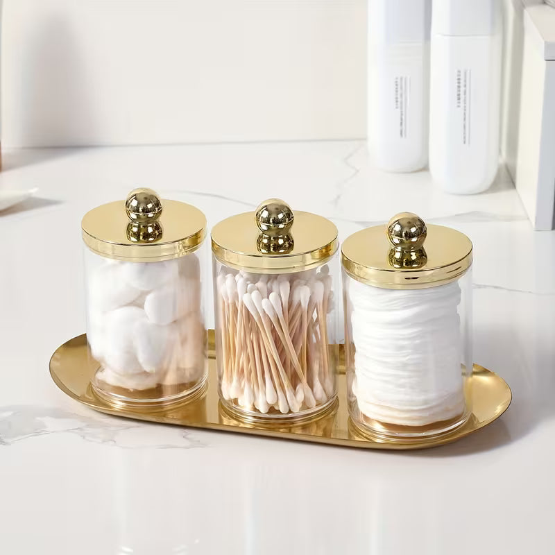 3pcs Qtip Holder Bathroom Set, Plastic