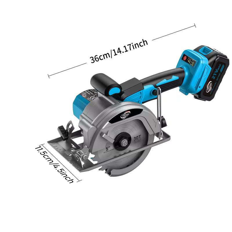 21V 6.0Ah Cordless Circular Saw, Handheld Cordless Electric Circular Saw