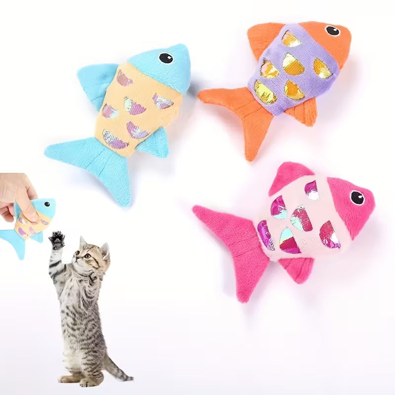 Pet Cat Toys, Crinkle Paper, Plush Fish, Pet Supplies, Durable