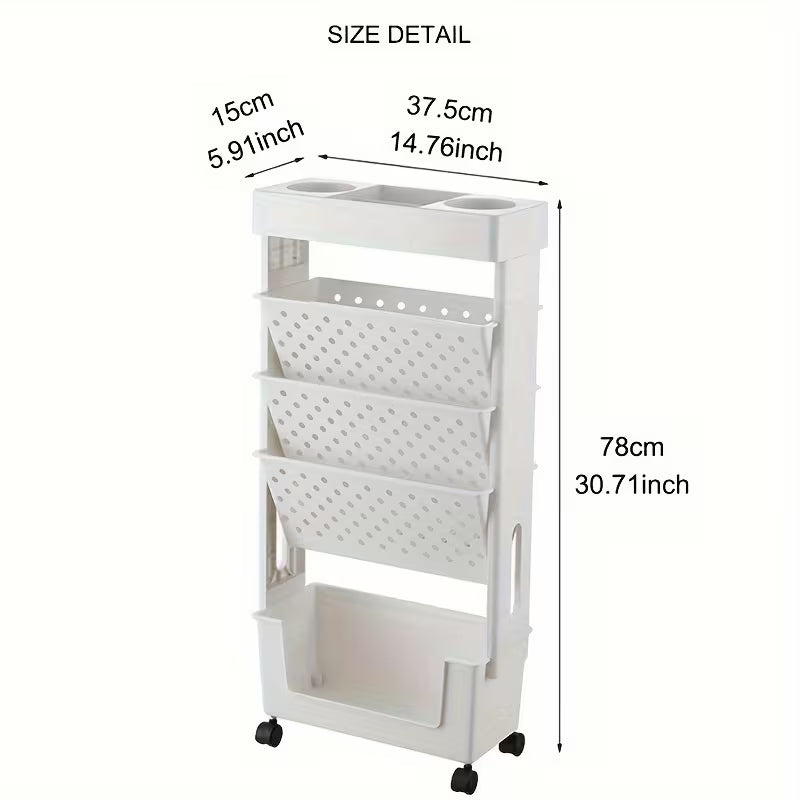 Five Levels Movable Bookshelf Shelf, Desk Side Bookshelf Set