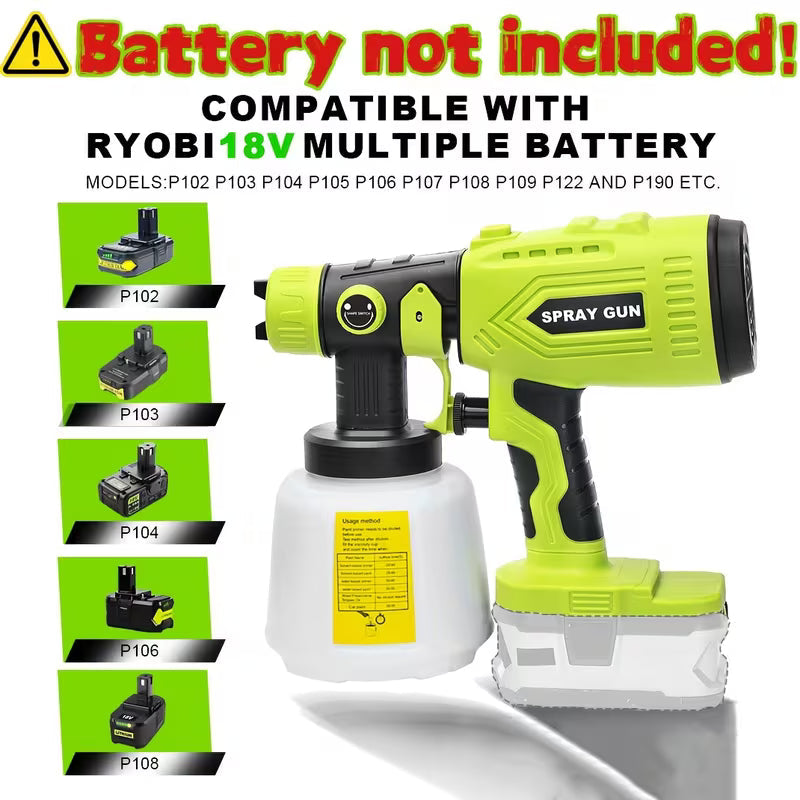Paint Sprayer, Compatible with Ryobi 18V Battery (Battery Not Included), Electric Paint Machine