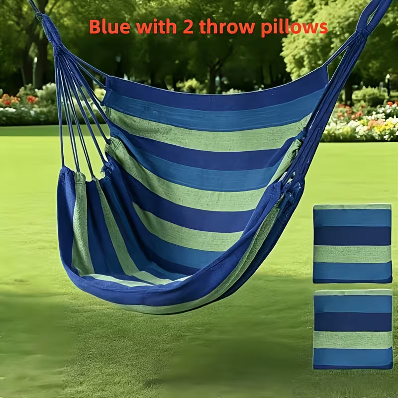 1pc of Deluxe Patio Hanging Chair with 2 Cushions, Outdoor Rocking Chair, Leisure Hammock Chair