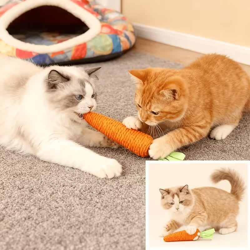2&4pcs Carrot Cat Toys • Durable Sisal Rope & Interactive Set