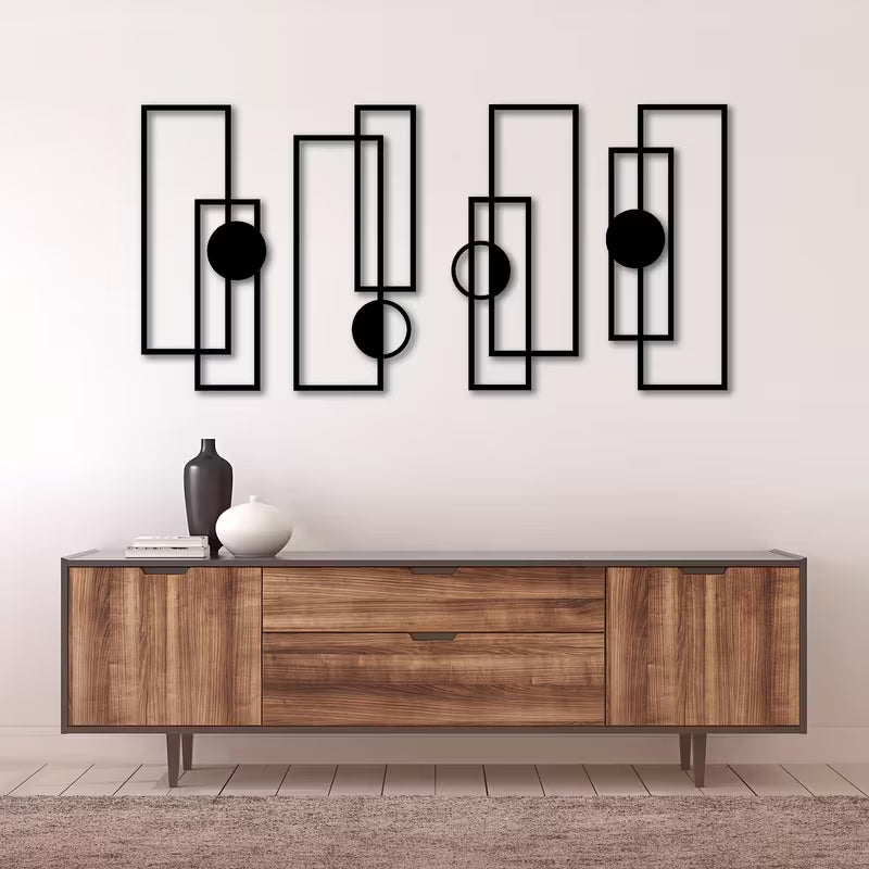 A Set of Four Stylish Metal Signs and Plaques, Designed for Modern Minimalist Decor