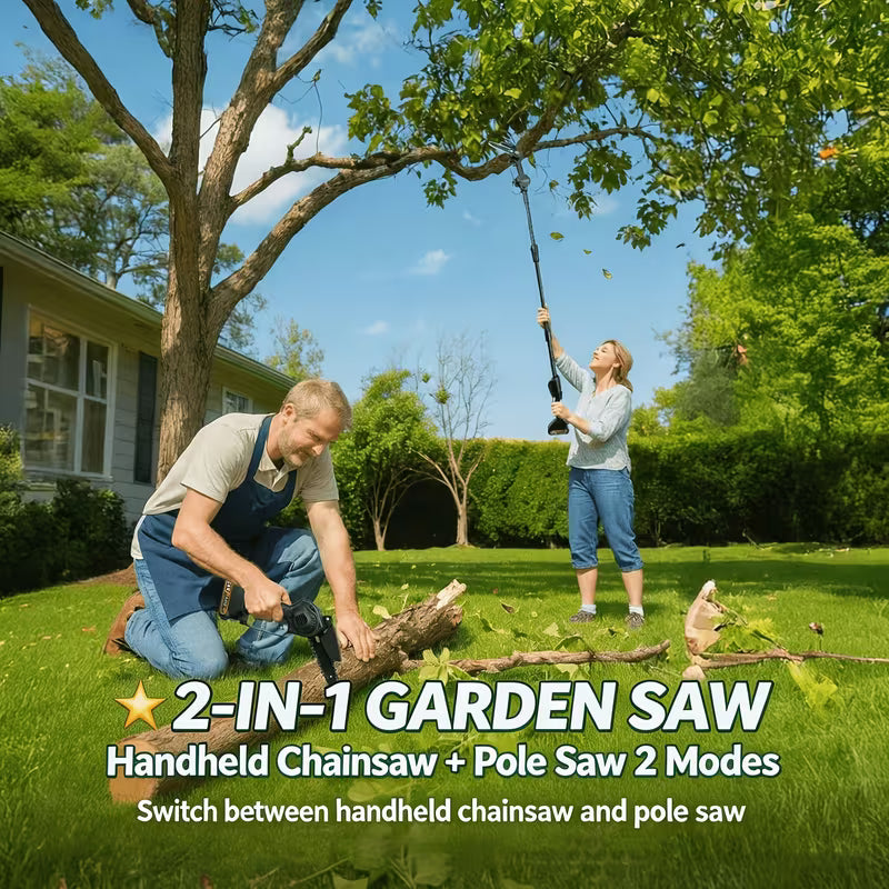 2-in-1 Cordless Electric Chainsaw | 4/6" Brushless 24V, Wood