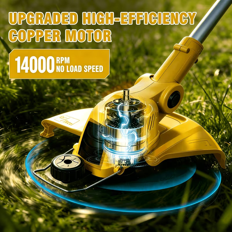 12-Inch Yellow Cordless String Trimmer Grass Trimmer 90°, Yellow