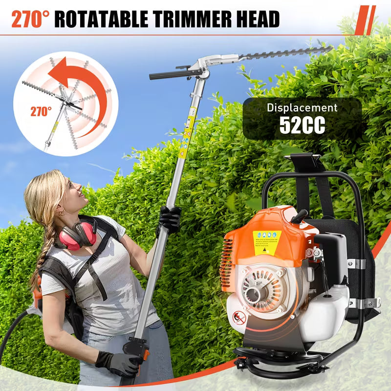 52Cc 6-In-1 Gas Hedge Trimmer, Weed Eater, Pole Saw