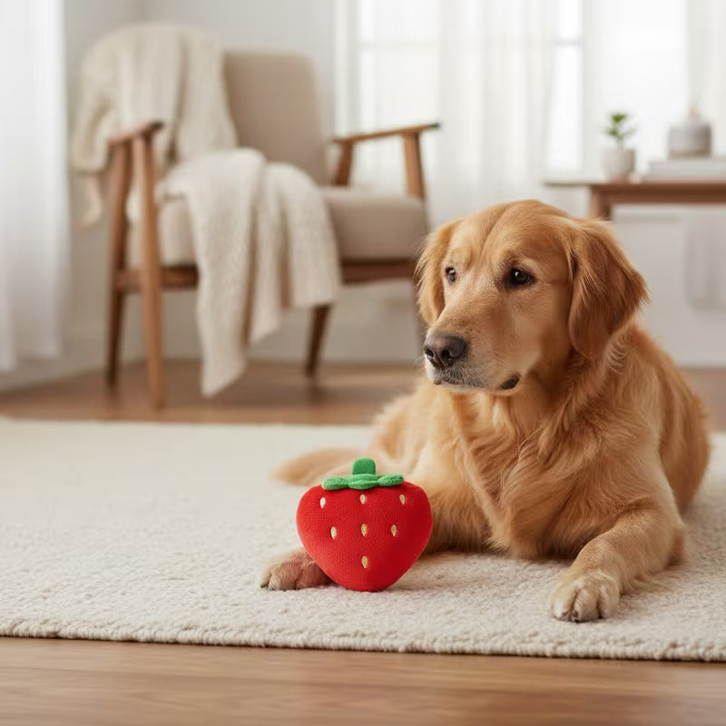 Colorful Plush Squeaky Dog Toys - Fun Fruit Set