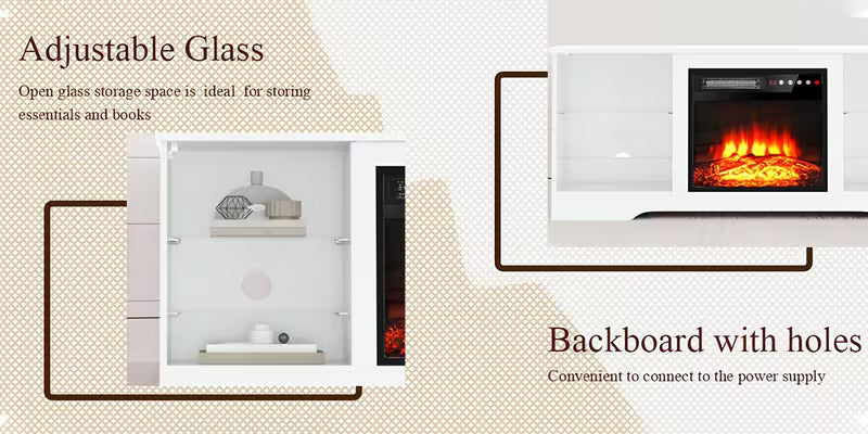 Fireplace TV Stand, Glass