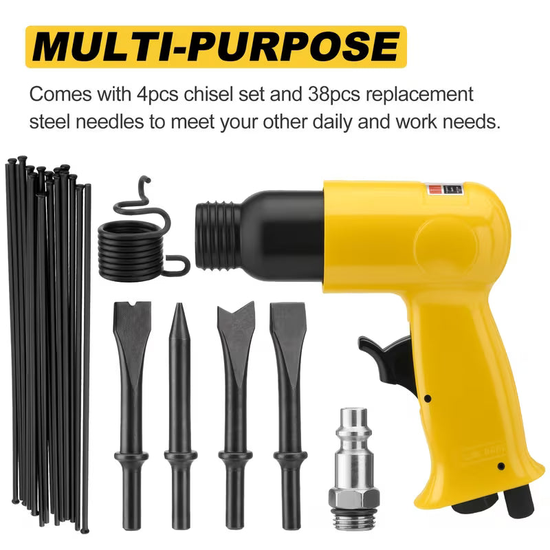 46pcs 150 Type Pneumatic Impact Tool Set, Multifunctional Rust Removal Tool with Additions
