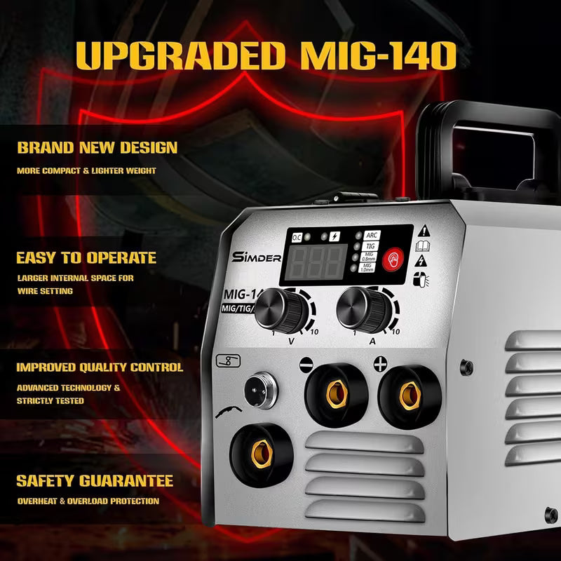 3 In 1 MIG/MMA/TIG Welder, 140A Multifunctional Welding Machine with TIG Torch