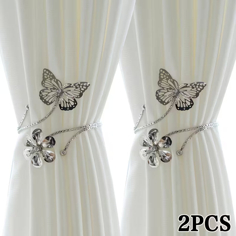 Modern Golden & Silvery Butterfly & Floral Metal Set, Metal, Golden