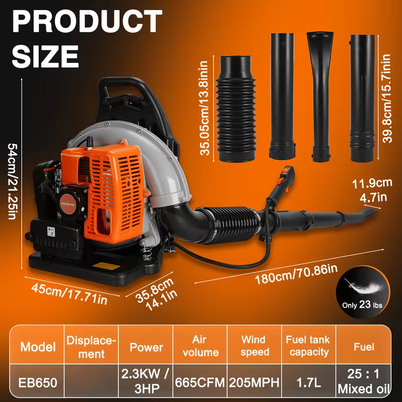 63/80cc Gasoline-Powered Backpack Blower: A High-performance