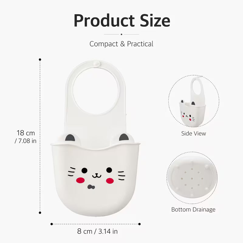 pc Adorable Cat-Shaped Silicone Faucet Holder with Drain Holes & Sponge Storage Rack