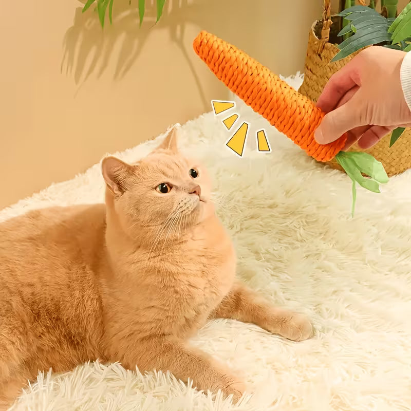 2pcs Carrot Shaped Cat Biting Toy, Sisal Fiber Set