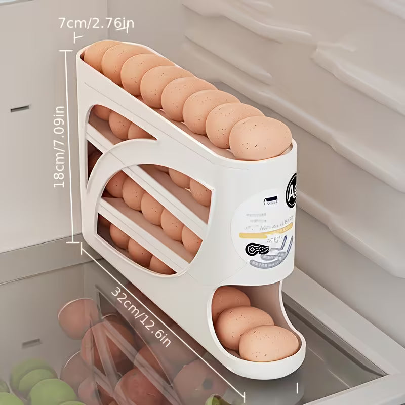 4-layer Rolling Egg Rack - Space Saving Side, Plastic
