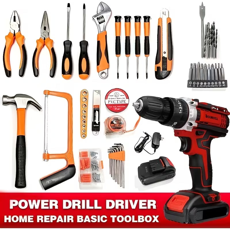21V Cordless Impact Drill Set (Strengthen Battery And Fast Charging)