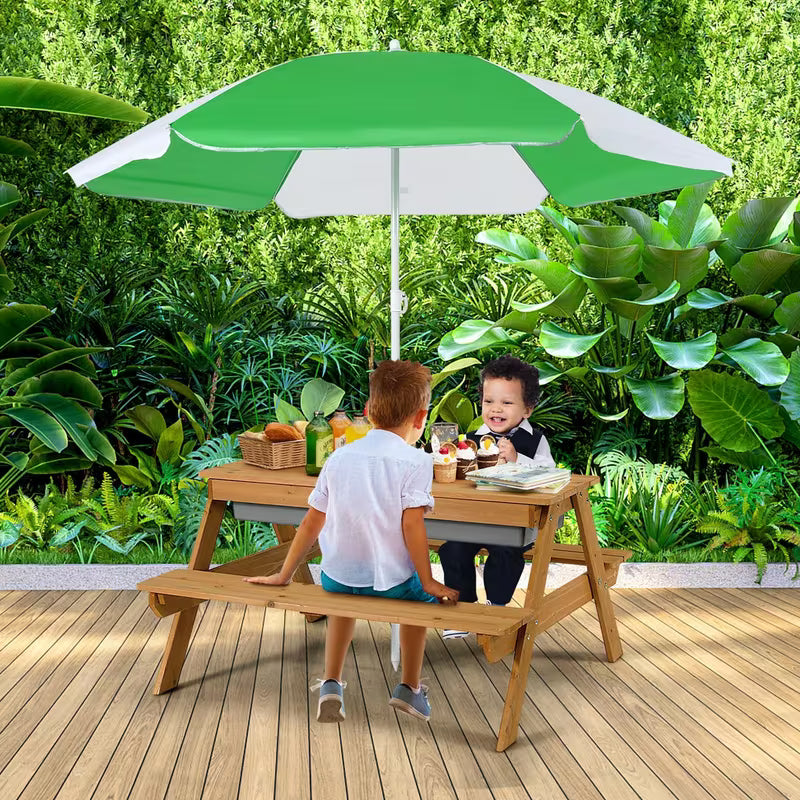 COSTWAY 3-in-1 Kids Picnic Table with Removable All-weather Wooden