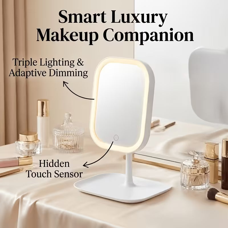 New LED Makeup Mirror, Three-Color Soft Light, Stepless Dimming Fill Light Mirror, with Tray