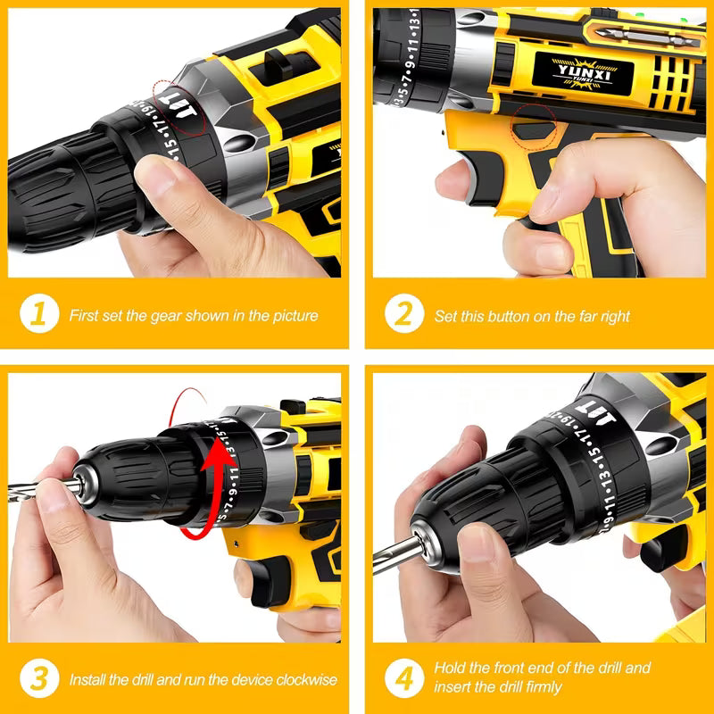 Household Multifunctional Cordless Drill, 21V Power Tool