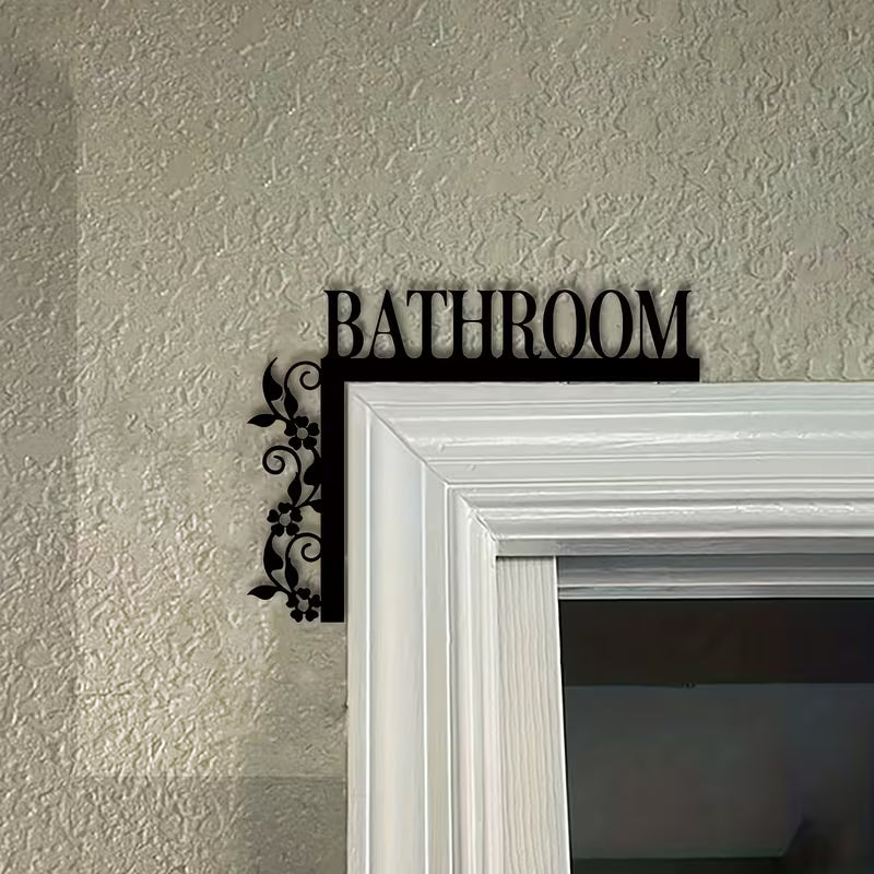 1pc an Elegant Metal Bathroom Door Sign, Wall-Mounted Wrought Iron Decorative Sign