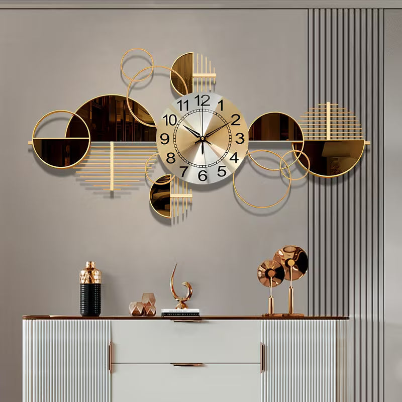 Metal Wall Clock Decorative 3D Metal Wall Art Clock For Living Room Bedroom Creative Modern Big