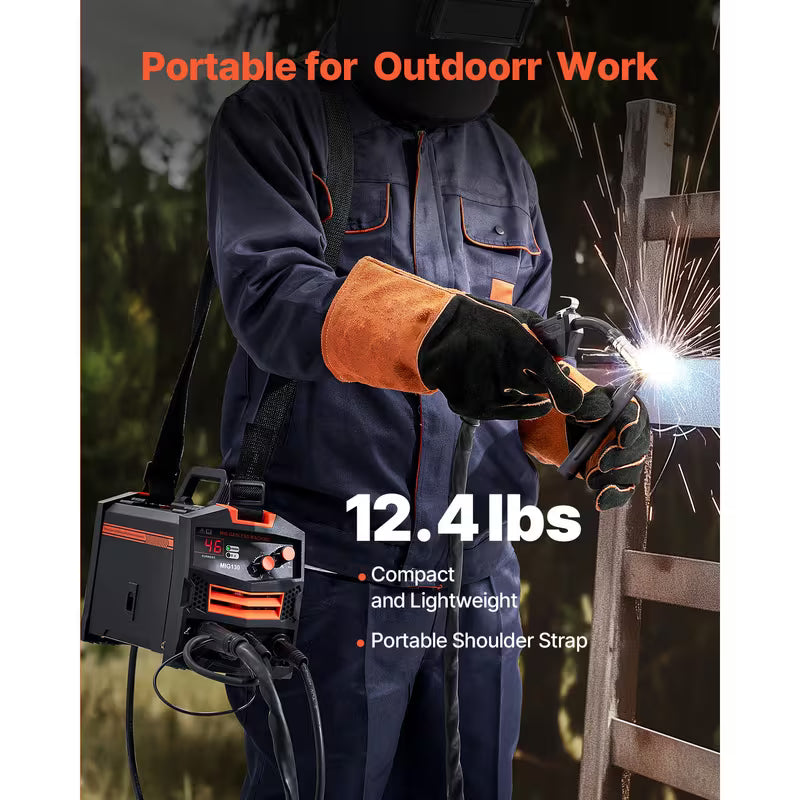 MIG Welder 130Amp Gasless Flux Core Mig Welding Machine with IGBT