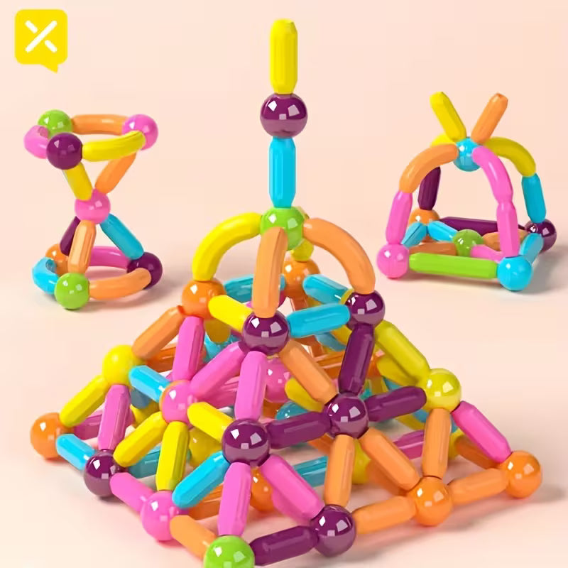 72-Piece Magnetic Ball and Rod Set with Cars
