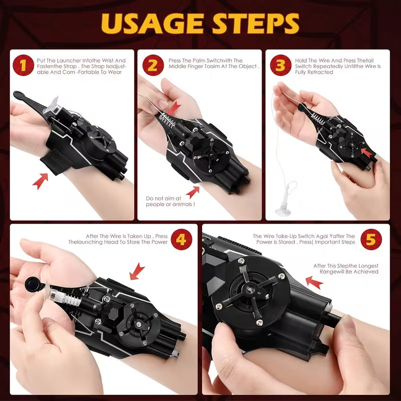 Spider Web Shooters Real, Spider Launcher Wrist Toy, Black