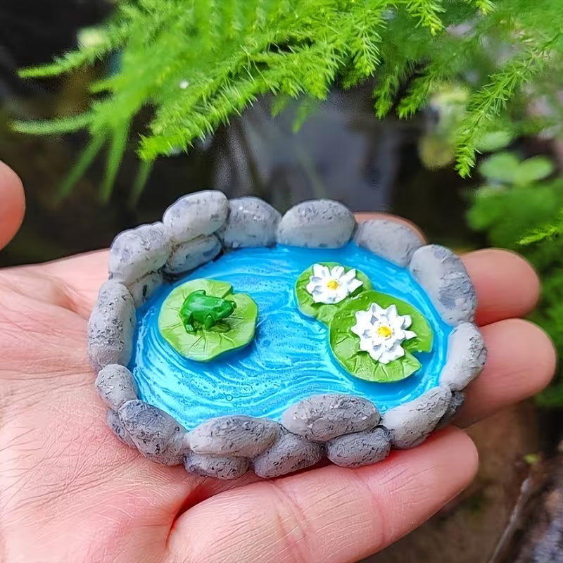 1pc Whimsy Woods Resin Animal Figurine Set - Contemporary 3D Miniature Water Pool with Duck