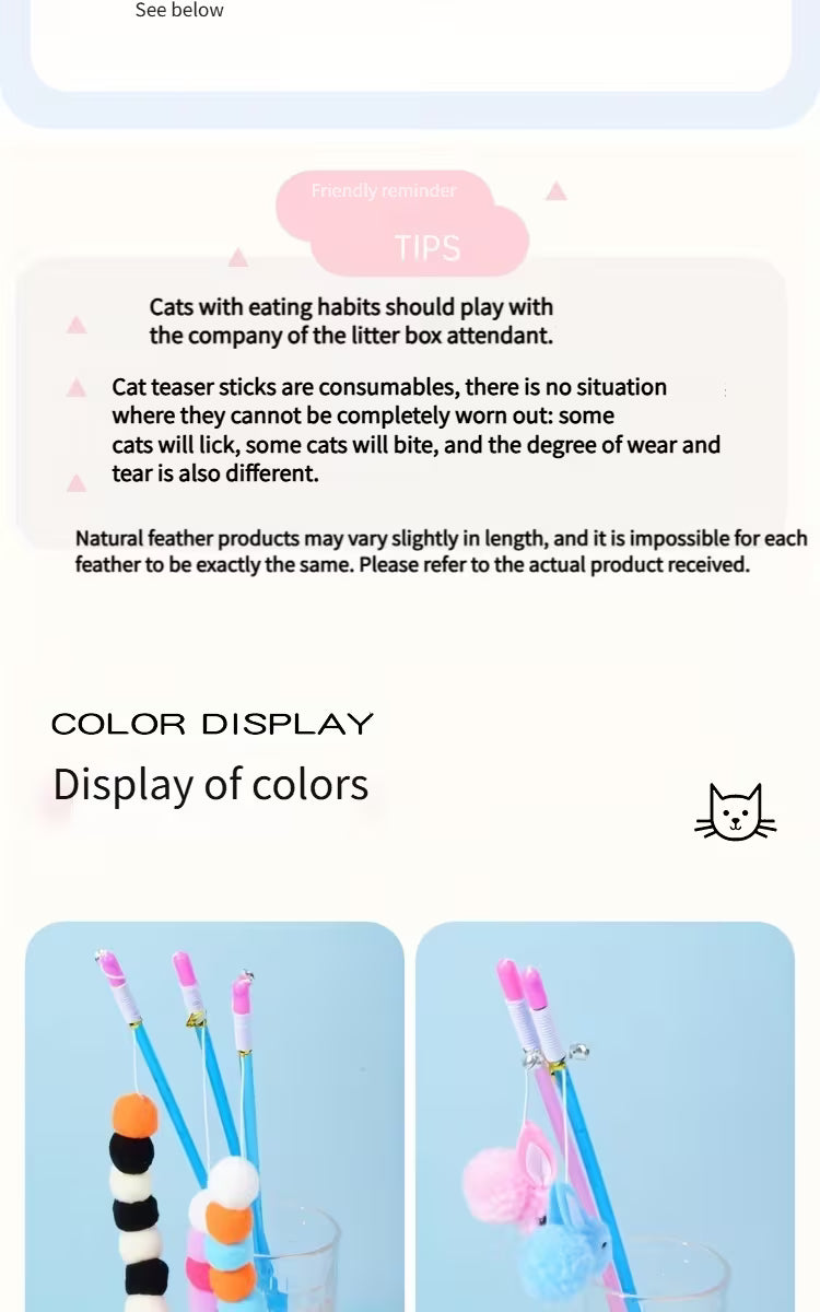 Elastic Rope Imitation Caterpillar Teaser Stick Rabbit Pendant Teaser Stick