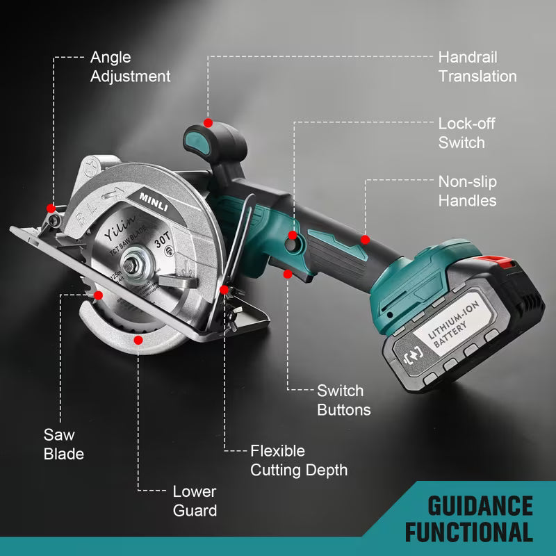 Inch Brushless Cordless Circular Saw, 6500 RPM Electric Power Saw, Wood