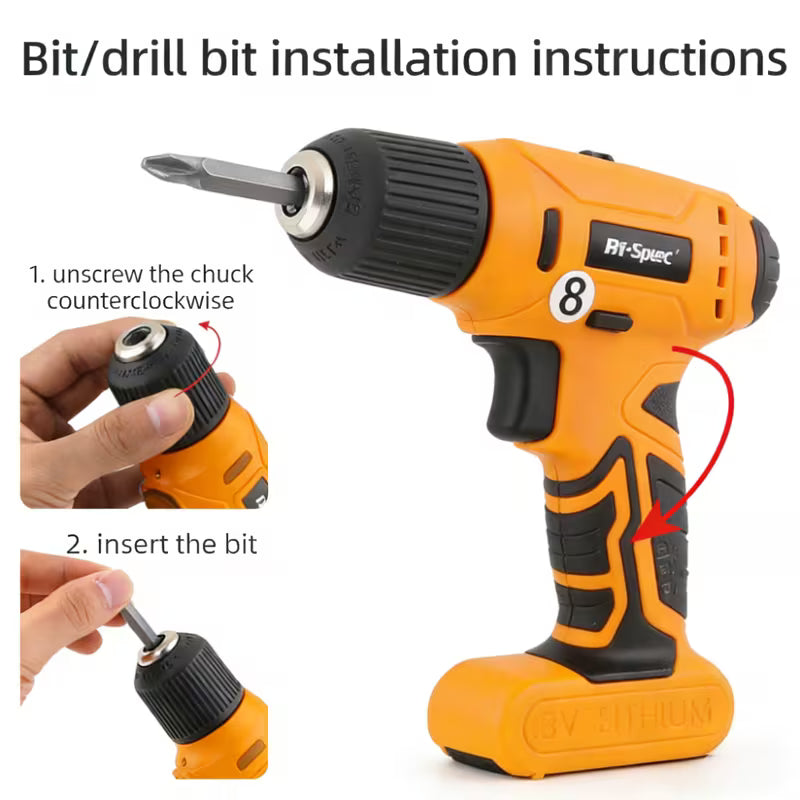 8V Lithium Rechargeable Electric Screwdriver Yellow Tool Set Dual Speed Multifunctional Hand Drill