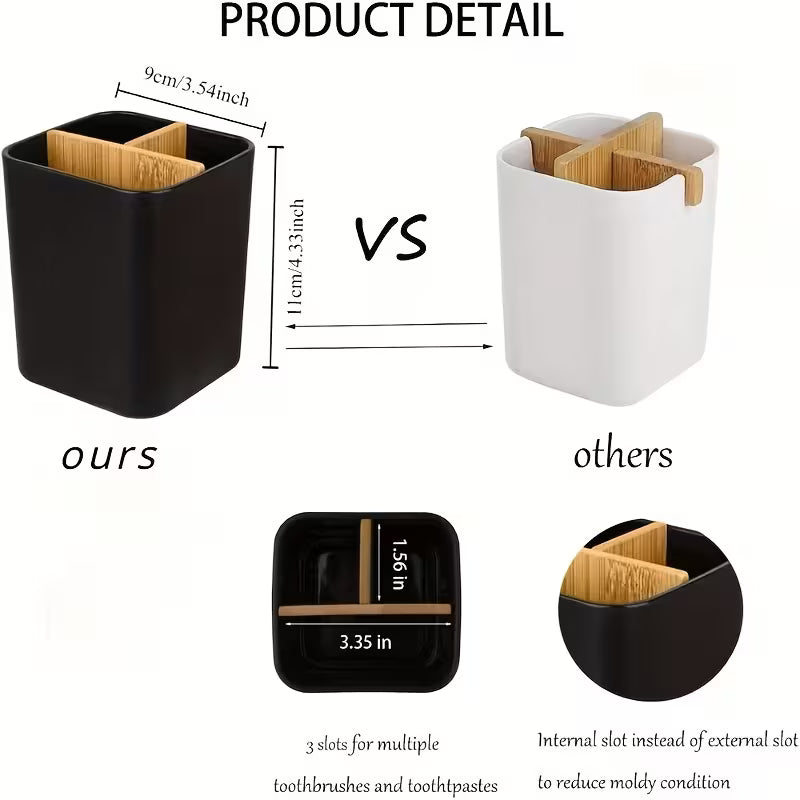 A Bathroom Storage Solution Featuring Three Sections Designed for Toothbrushes And Toothpaste
