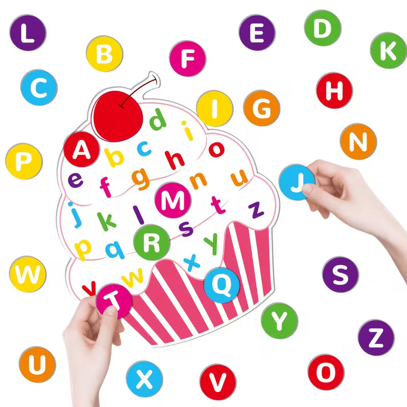 HOOJOJO Alphabet Cupcake Matching Felt Set