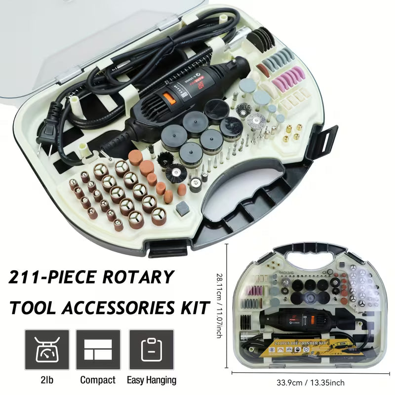 Rotary Tool Kit with 6-Speed Adjustment - Includes Flex Shaft & Multi-Chuck for Sanding, Polishing