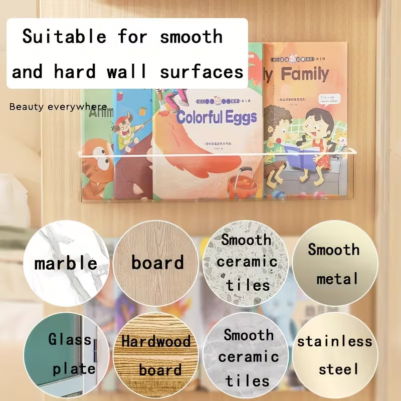 1pc Wall-Mounted Book Storage Rack, Book Display Rack, Picture Book Storage Rack, Transparent