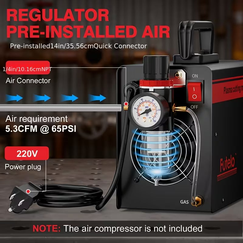 Futelo 55A Dual Voltage Plasma Cutter, 110V/220V, LED Display, Contact Pilot Arc, IGBT Inverter