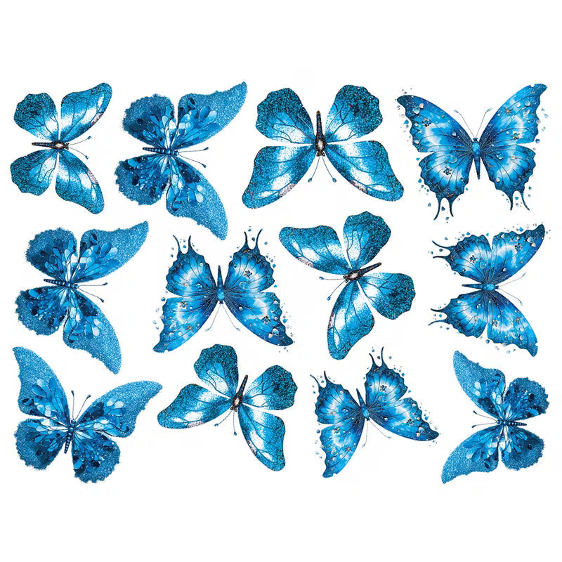 12pcs of Glowing Butterfly Wall Stickers, Luminous Butterfly Wall Decals in Sky Blue