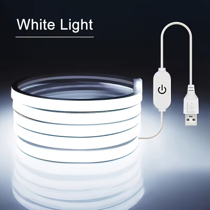 White Touch-sensitive LED Neon Light Strip, Smart Light Strip, USB Flexible Light Strip.