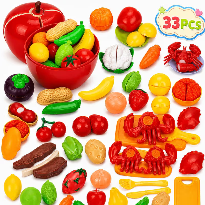 Apple 33-Piece Children's Kitchen Toy Food Set