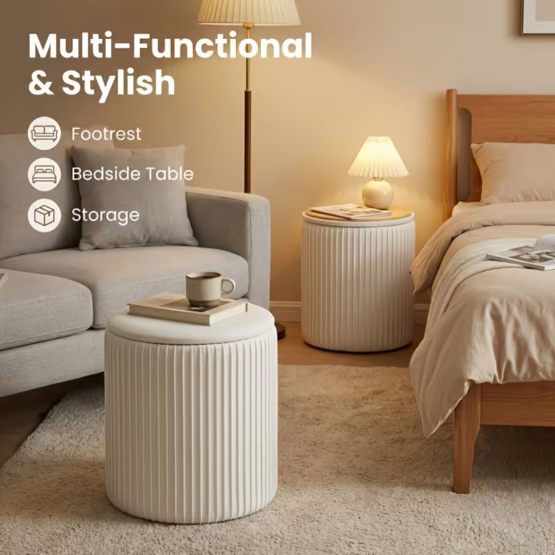 Round Storage Ottomans Set