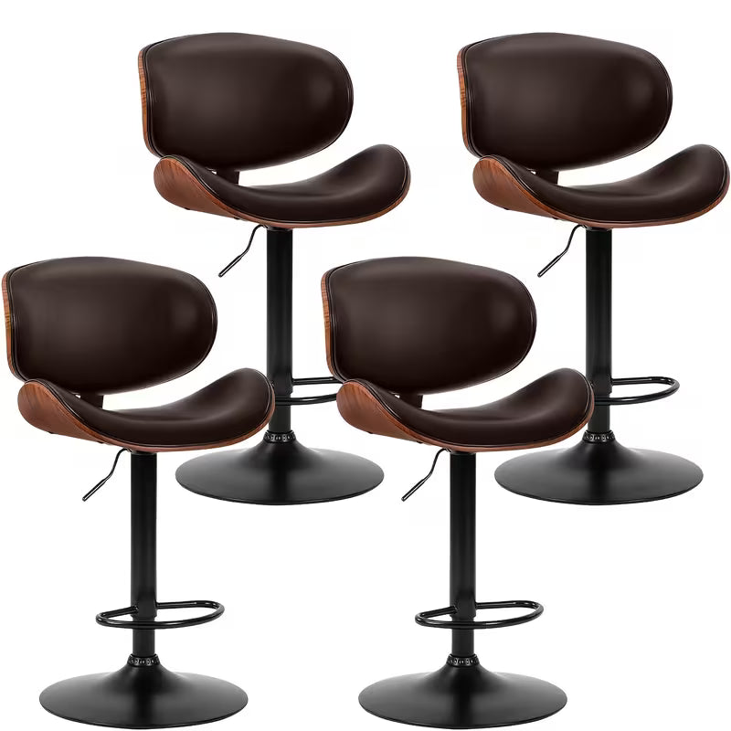 Two Piece for bar Stool Set with Adjustable Height, Featuring PU Leather Seat Cushion