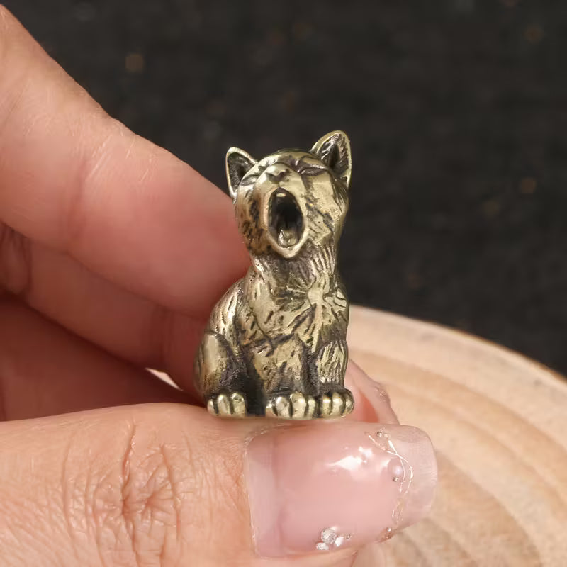 Collectible Figurines, Halloween Decorative Kitten Statue - brass Miniature Standing, Brass