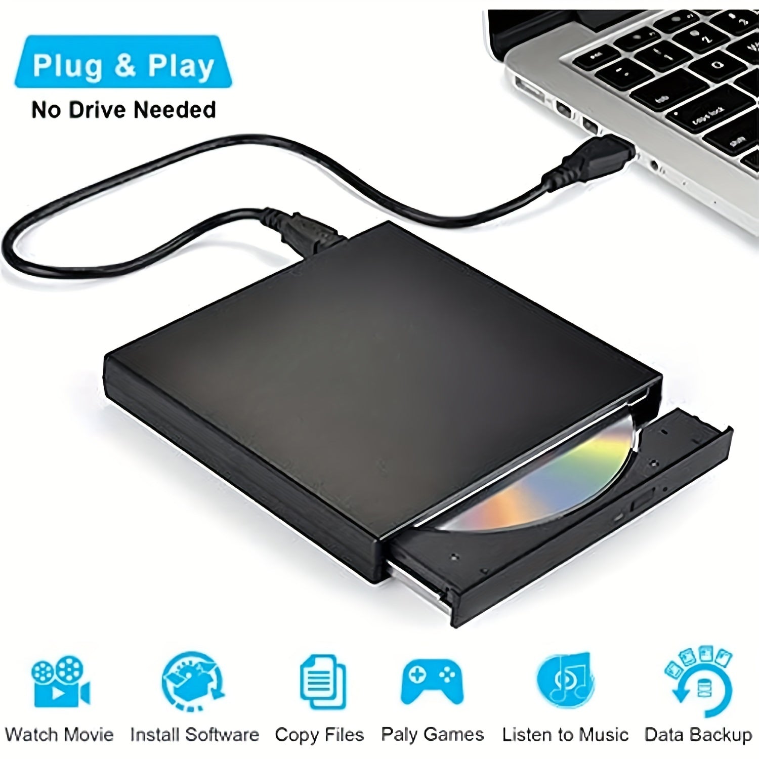 External CD DVD Drive, USB 2.0 Slim Protable External CD-RW