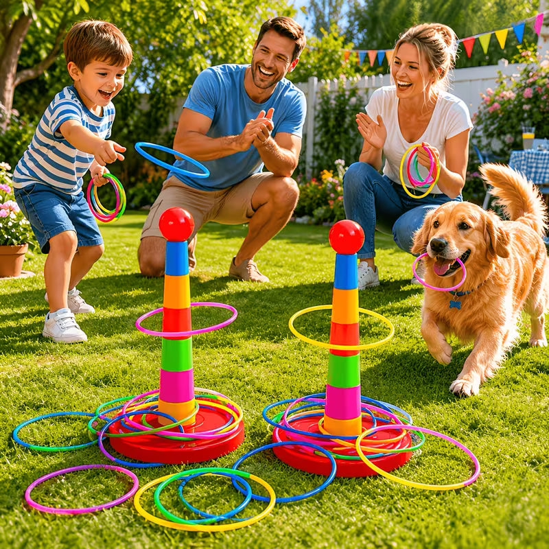 17-Piece Set: 9 Rings + 1 Base + 7 Colorful Stakes Colors